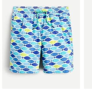 J crew crewcuts boys swim trunks UPF 50 blue white lime green yellow fish 2T